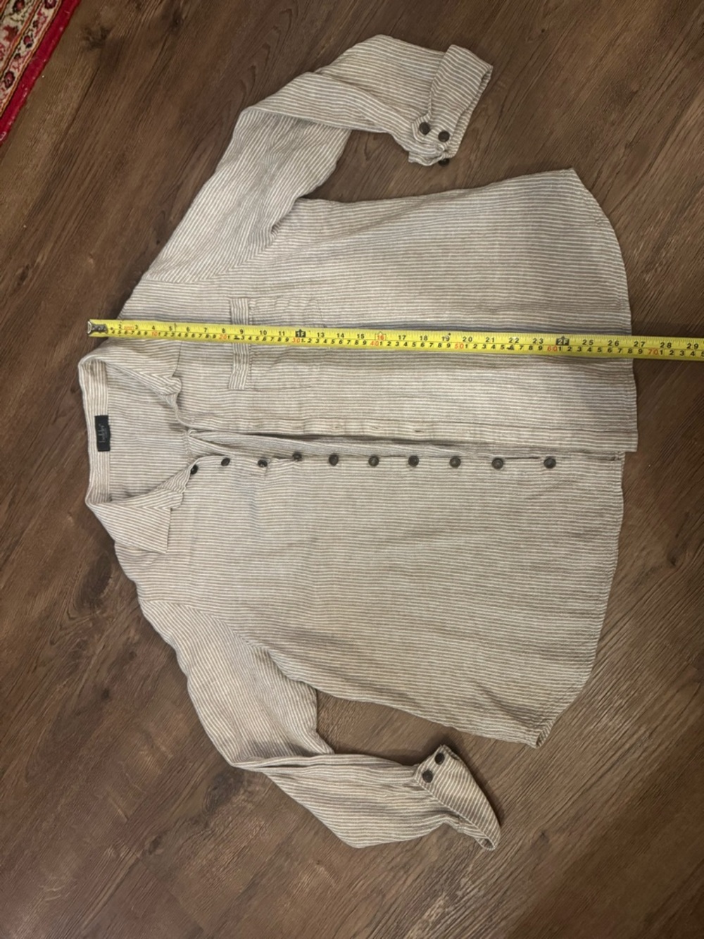 Belldini Beige Striped Button-Down Shirt